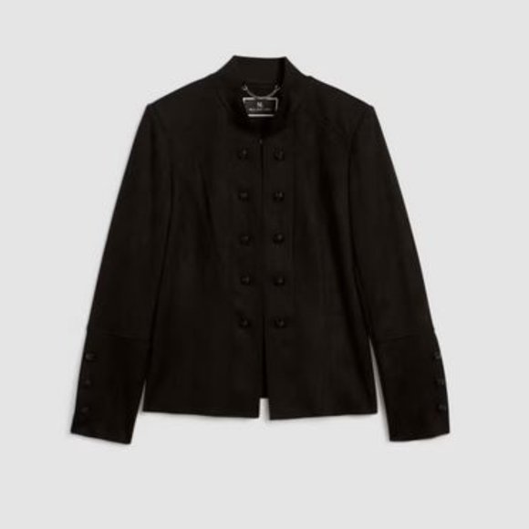 MELANIE LYNE:  Suede Look - Structured Button Detail Jacket - black - Picture 1 of 10